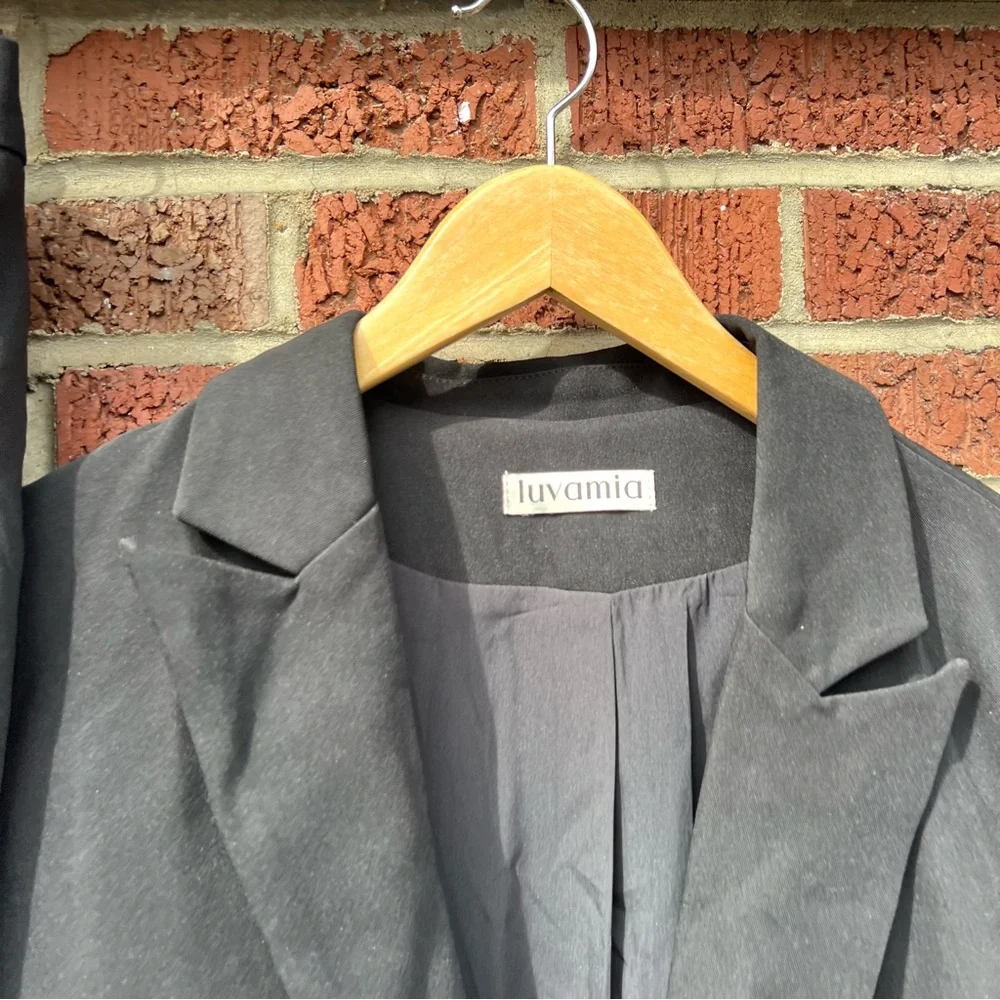 Black Chic Straight Curve Fit Blazer Suit and Pants - Picture 2 of 3